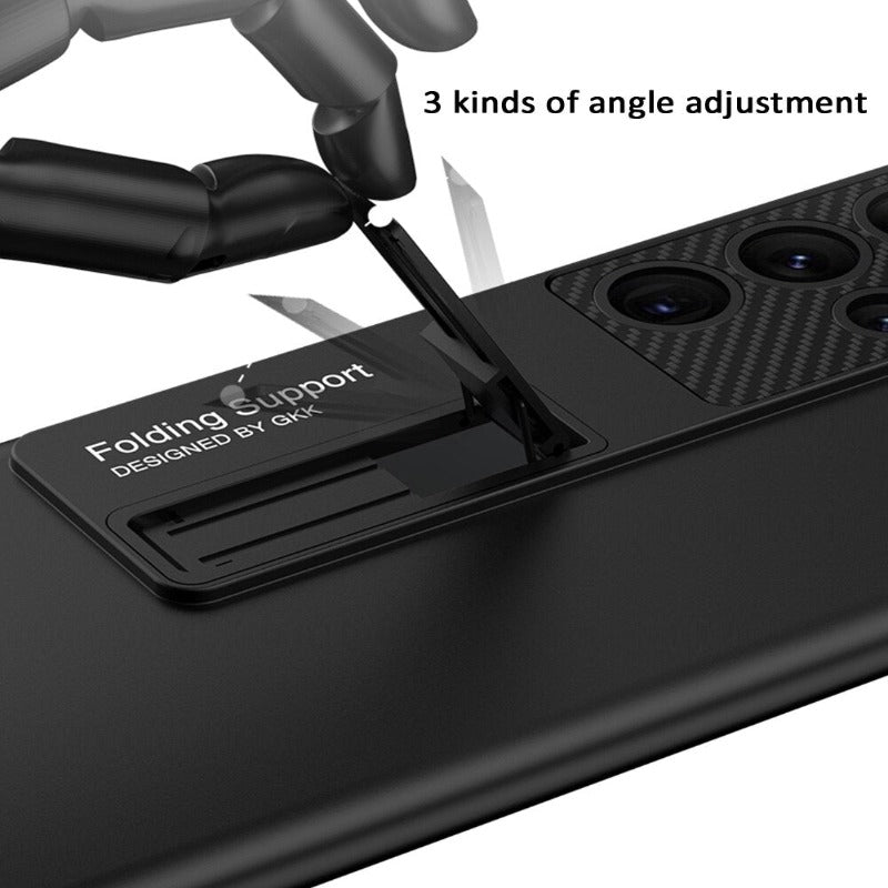 With S Pen Slot Stand Cover For Samsung Galaxy S22 Ultra S22 Plus 5G Case Luxury Ultra-thin Shockproof S21 Ultra Plus Cover Case
