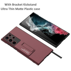 With S Pen Slot Stand Cover For Samsung Galaxy S22 Ultra S22 Plus 5G Case Luxury Ultra-thin Shockproof S21 Ultra Plus Cover Case