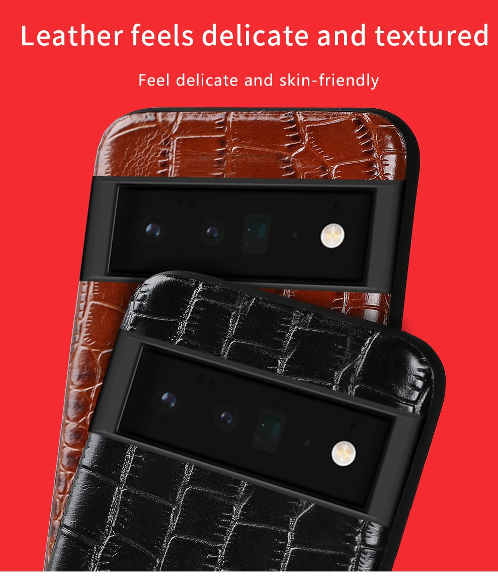Phone Case for Google Pixel 7 6 Pro 6A 6 Luxury Genuine Cowhide Leather 360 Full Protective Back Cover