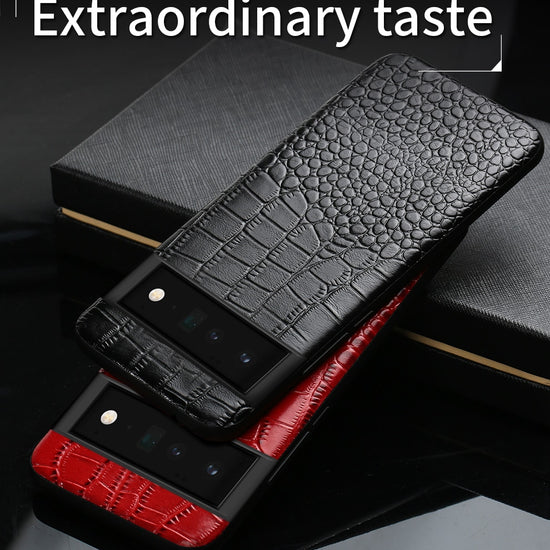 Phone Case for Google Pixel 7 6 Pro 6A 6 Luxury Genuine Cowhide Leather 360 Full Protective Back Cover