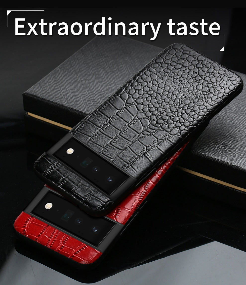 Phone Case for Google Pixel 7 6 Pro 6A 6 Luxury Genuine Cowhide Leather 360 Full Protective Back Cover