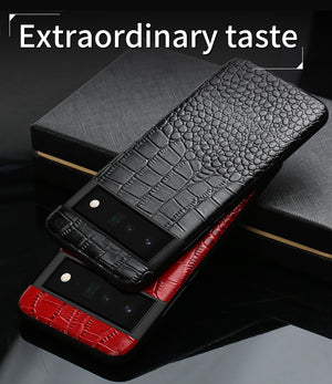Phone Case for Google Pixel 7 6 Pro 6A 6 Luxury Genuine Cowhide Leather 360 Full Protective Back Cover