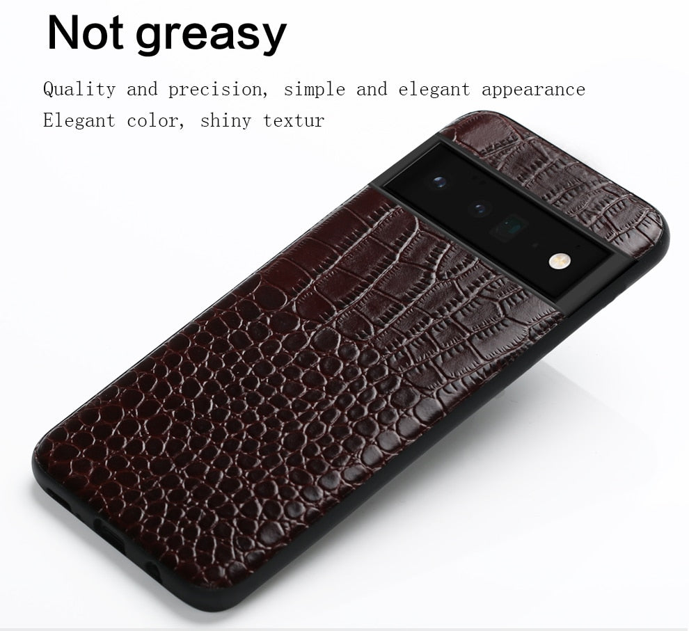 Phone Case for Google Pixel 7 6 Pro 6A 6 Luxury Genuine Cowhide Leather 360 Full Protective Back Cover