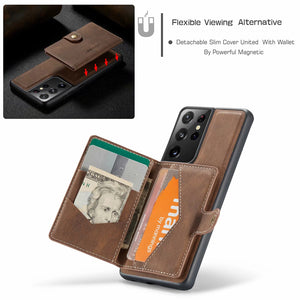 Multifunction Leather Zipper Case For Samsung Galaxy S21 S22 S23 Ultra S21 S22 S23 Plus FE Cover Case Removable Magnet Wallet Bag Purse
