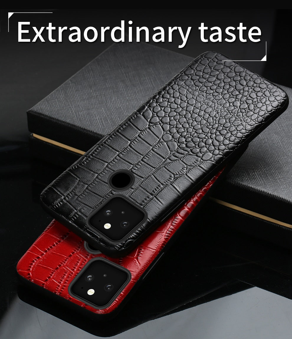 Phone Case for Google Pixel 7 6 Pro 6A 6 Luxury Genuine Cowhide Leather 360 Full Protective Back Cover