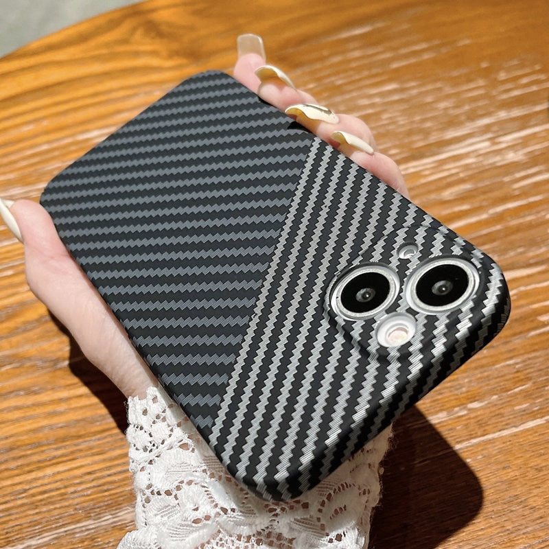 Luxury Ultra Thin Carbon Fiber Texture Matte Phone Case For iPhone