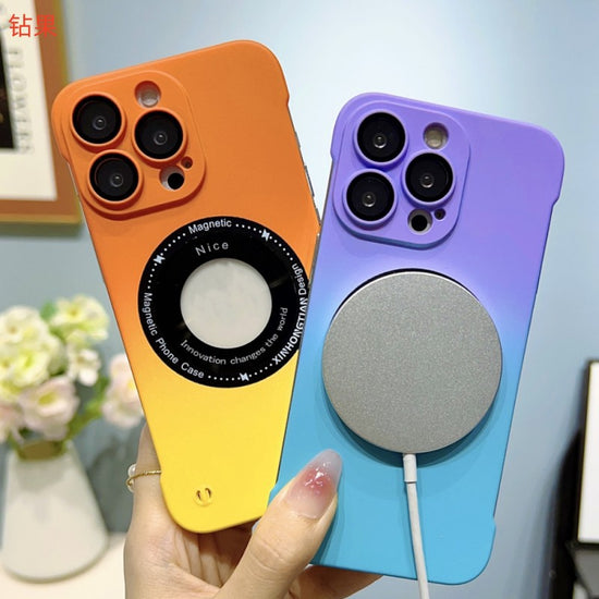 Luxury Gradient Magnetic For Magsafe Wireless Charging Case For IPhone 14 13 12 11 ProMax Clear Plating TPU-PC Cover Funda Phone