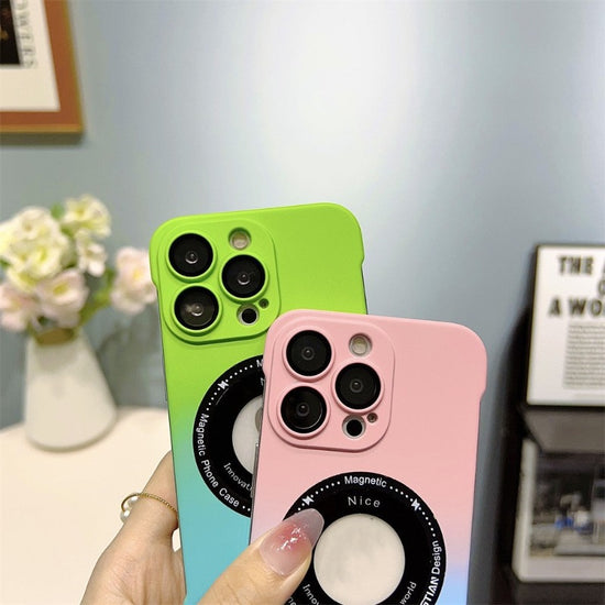 Luxury Gradient Magnetic For Magsafe Wireless Charging Case For IPhone 14 13 12 11 ProMax Clear Plating TPU-PC Cover Funda Phone