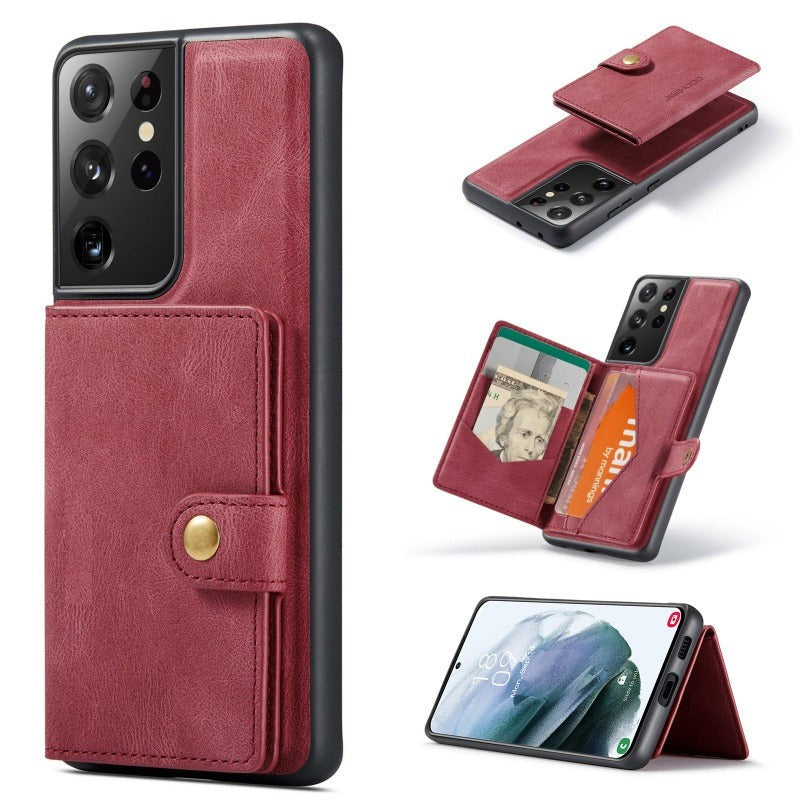 Multifunction Leather Zipper Case With Removable Magnet Wallet Bag For Samsung Galaxy S24 S25