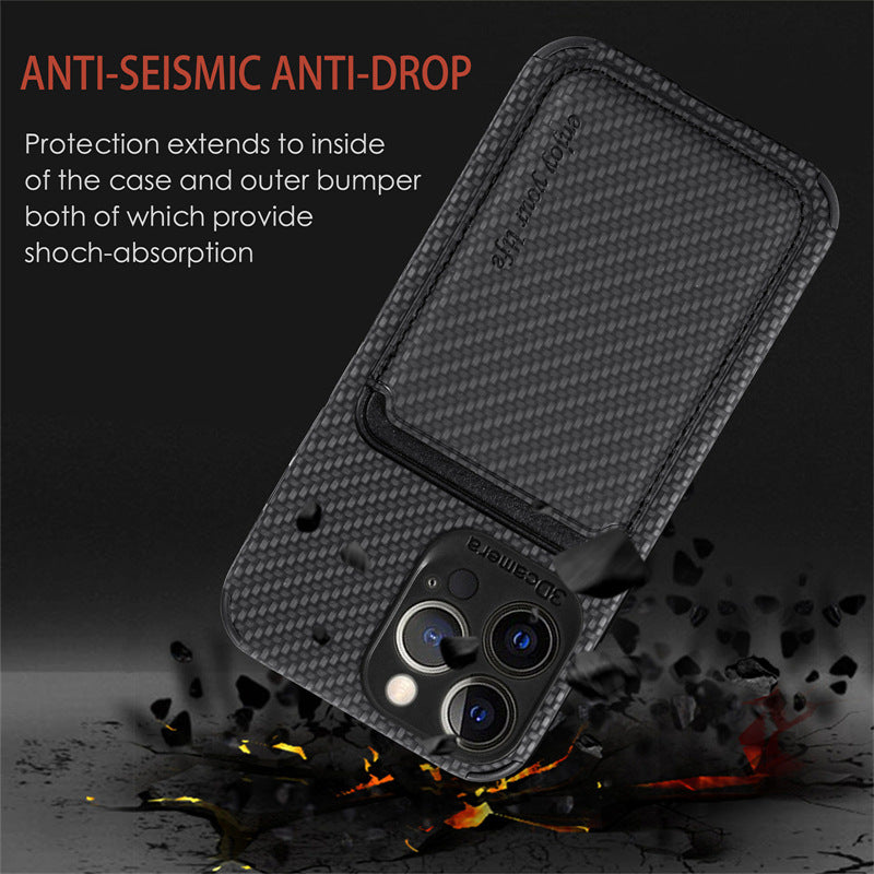 For Magsafe Case For iPhone 14 Pro Max Carbon Fiber Leather Case For Apple 13 12 Mini 11 Pro XR XS Max Wallet Card Magnet Cover