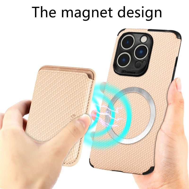 For iPhone 14 Plus 13 12 11 14 Pro Max Magsafe Case Carbon Fiber For Magsafe Wallet Magnetic Macsafe Card Holder