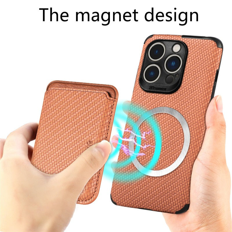 For iPhone 14 Plus 13 12 11 14 Pro Max Magsafe Case Carbon Fiber For Magsafe Wallet Magnetic Macsafe Card Holder