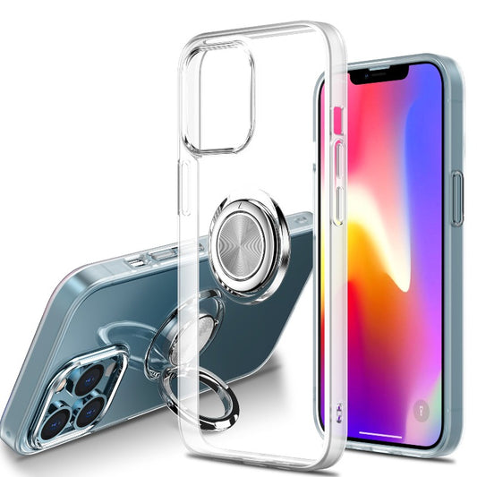Luxury Transparent Ring Holder Case for iPhone 13 12 11 Pro Max 13 Mini Magnetic Stand Clear Cover