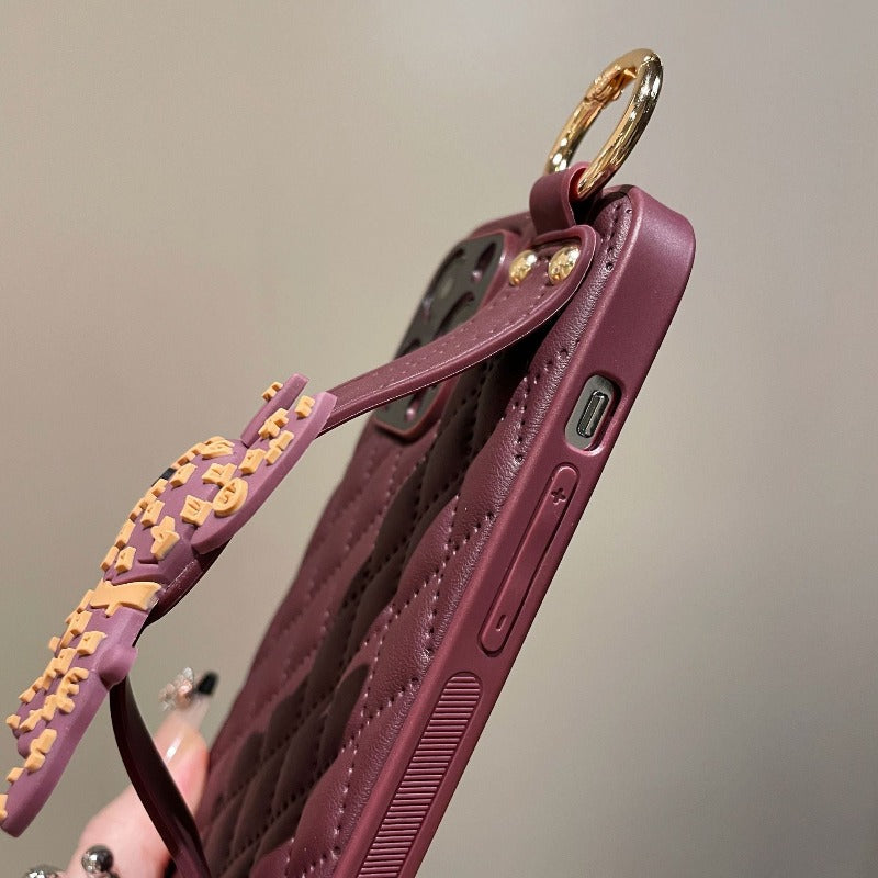 Wristband Leather Phone Case With Crossbody Lanyard Wrist Strap For iPhone 14 13 12 11Pro Max 14 13 12 11 Pro 14 Plus