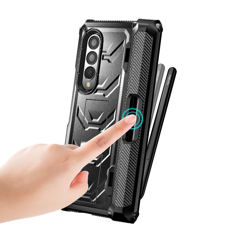 Magnetic Hinge Slide Pen Slot Case For Samsung Galaxy Z Fold 3 4 5G Stand Case Built in Film Armor Bracket Cover for Fold3 Case
