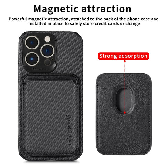 For iPhone 14 Plus 13 12 11 14 Pro Max Magsafe Case Carbon Fiber For Magsafe Wallet Magnetic Macsafe Card Holder