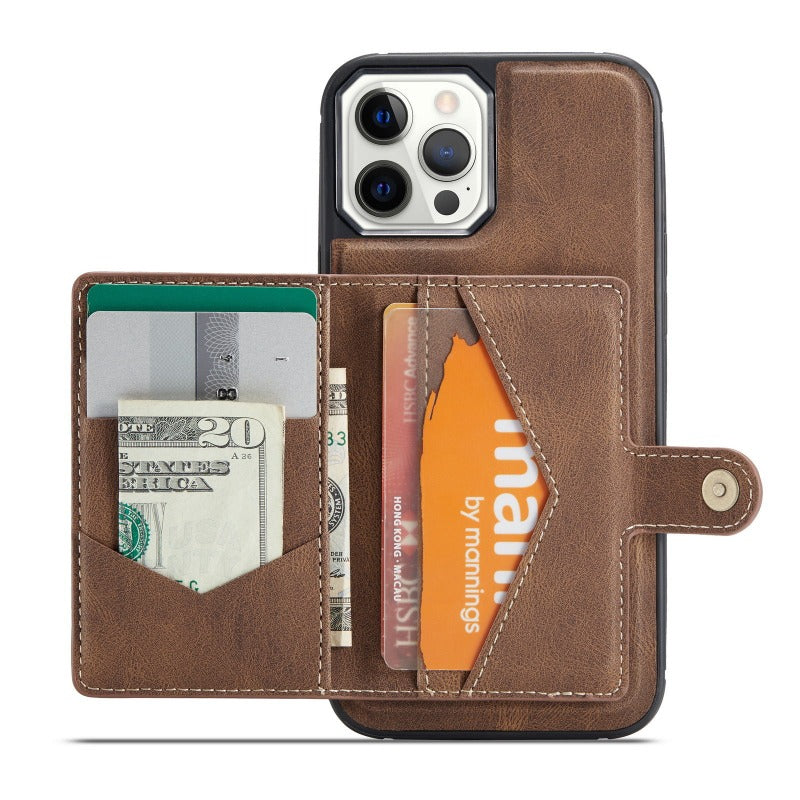 For iPhone 14 & 14 Pro Leather Case With Magnetic Wallet Kickstand Card Holder Designed Cover For iPhone 14 Pro Max