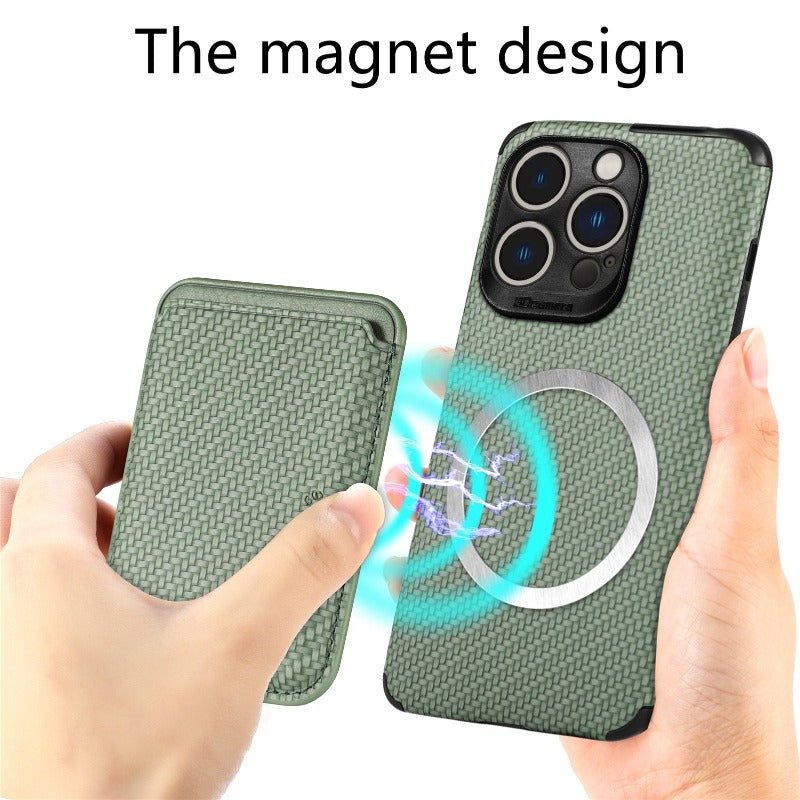 For iPhone 14 Plus 13 12 11 14 Pro Max Magsafe Case Carbon Fiber For Magsafe Wallet Magnetic Macsafe Card Holder