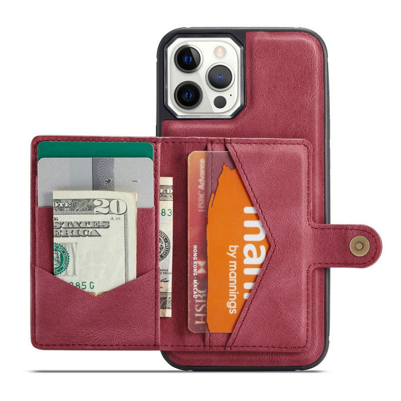 For iPhone 14 & 14 Pro Leather Case With Magnetic Wallet Kickstand Card Holder Designed Cover For iPhone 14 Pro Max