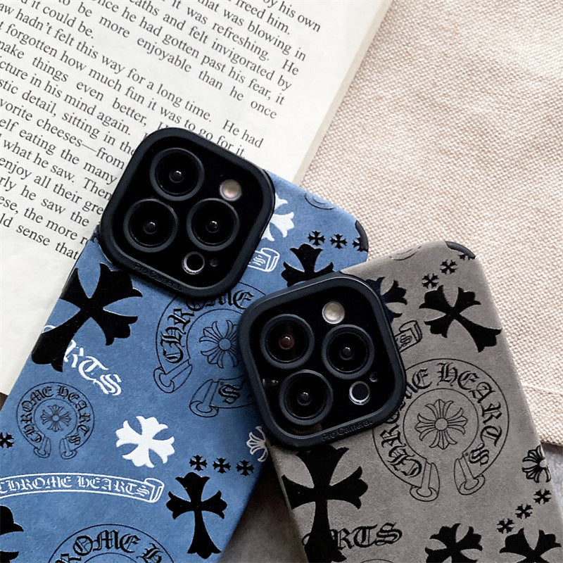 Leather Style Chromo Heart Phone Case For IPhone