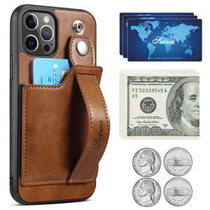 Suitable for iPhone14 13 12 11 ProMax Pro Phone Case   Wallet Phone Case Slim PU Leather Case With Card Holder Wrist Hand Strap for iPhone14 13 12 11 iPhone13 12 Mini