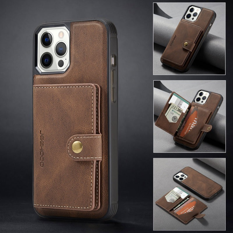 For iPhone 14 & 14 Pro Leather Case With Magnetic Wallet Kickstand Card Holder Designed Cover For iPhone 14 Pro Max