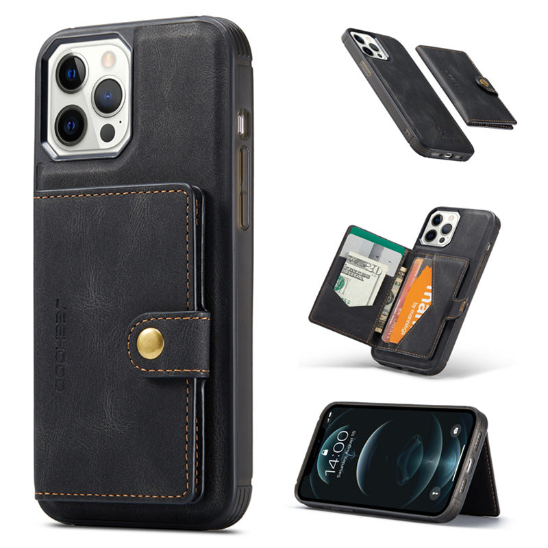 For iPhone 14 & 14 Pro Leather Case With Magnetic Wallet Kickstand Card Holder Designed Cover For iPhone 14 Pro Max