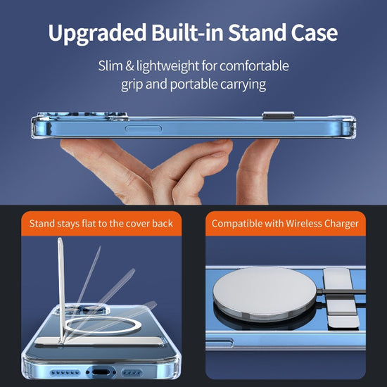 Newest Magnetic Wireless Charging Case for iPhone 14 series Aluminum Alloy Stand Cover for iPhone 14 6.1 Pro Phone Case
