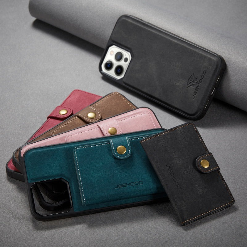For iPhone 14 & 14 Pro Leather Case With Magnetic Wallet Kickstand Card Holder Designed Cover For iPhone 14 Pro Max