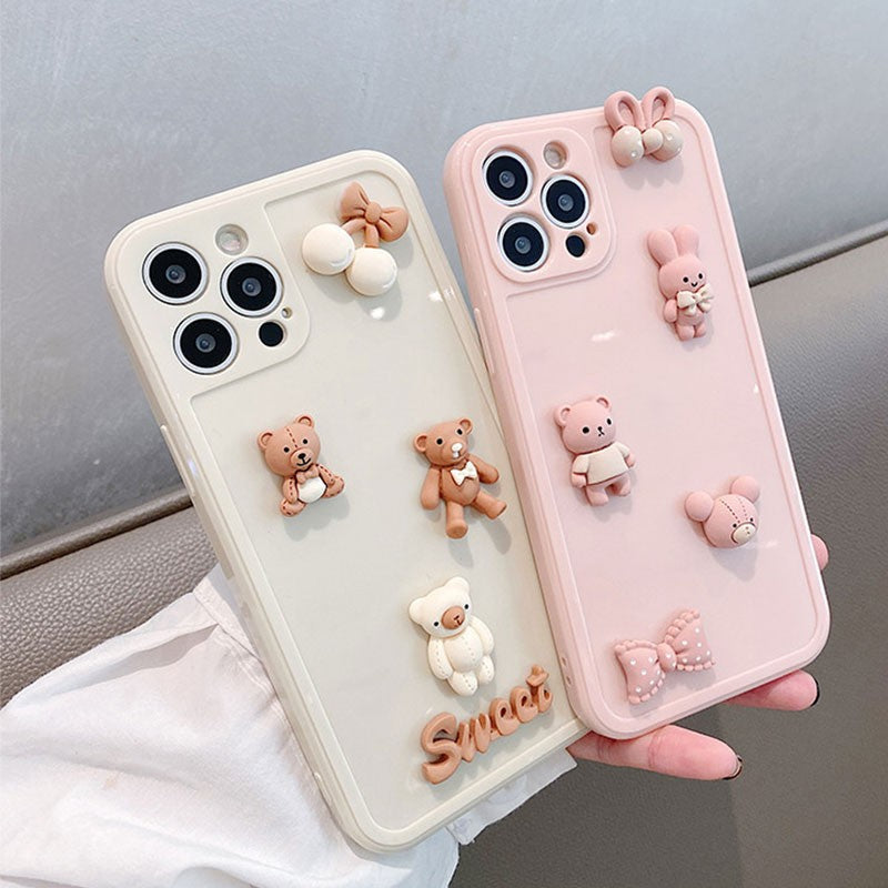 Soft Silicone Cute Cartoon Doll Anti-fall For iphone 11 13 12 Mini Pro Max XS XR 8 7 6 Plus Phone Case All-inclusive Side Shell
