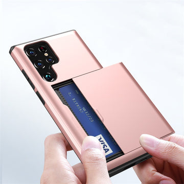 Sliding Door Hidden Pocket Card Slots Phone Case For Samsung S23 S22 S21