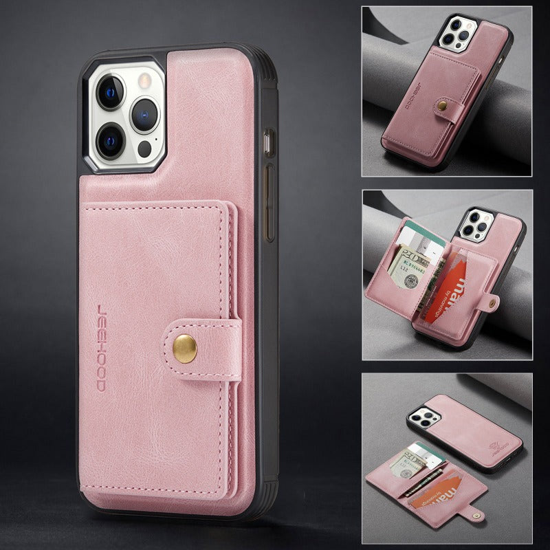 For iPhone 14 & 14 Pro Leather Case With Magnetic Wallet Kickstand Card Holder Designed Cover For iPhone 14 Pro Max