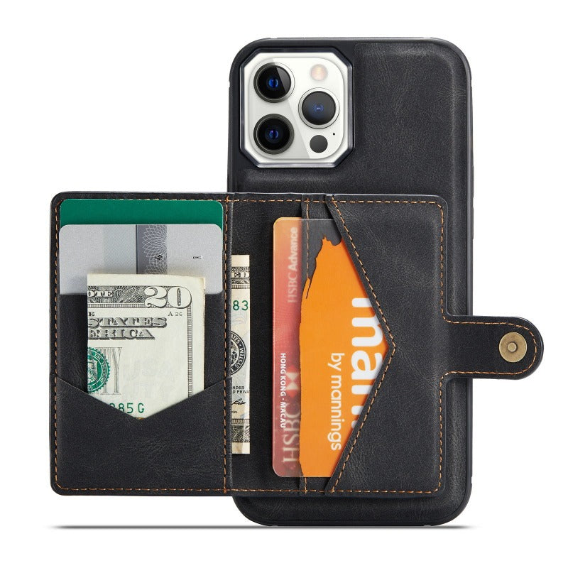 For iPhone 14 & 14 Pro Leather Case With Magnetic Wallet Kickstand Card Holder Designed Cover For iPhone 14 Pro Max