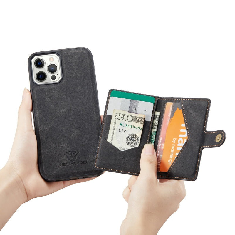 For iPhone 14 & 14 Pro Leather Case With Magnetic Wallet Kickstand Card Holder Designed Cover For iPhone 14 Pro Max