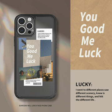 You Good Me Luck Retro literature Sweet couple art Transparent TPU Full Cover Phone Case For iphone14 13 12 Rro Max Pro  13 12 Mini Fashion Couple Gift Phone Case