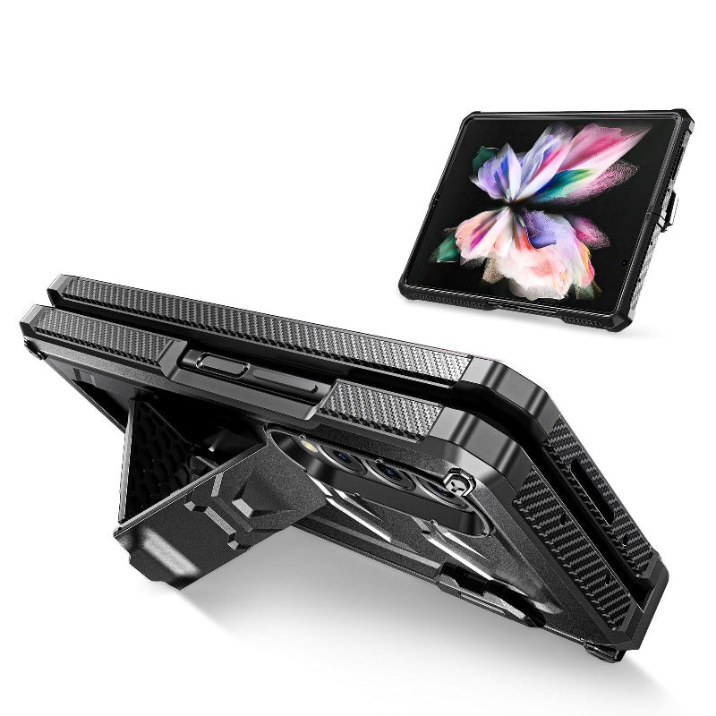 Magnetic Hinge Slide Pen Slot Case For Samsung Galaxy Z Fold 3 4 5G Stand Case Built in Film Armor Bracket Cover for Fold3 Case