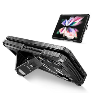Magnetic Hinge Slide Pen Slot Case For Samsung Galaxy Z Fold 3 4 5G Stand Case Built in Film Armor Bracket Cover for Fold3 Case