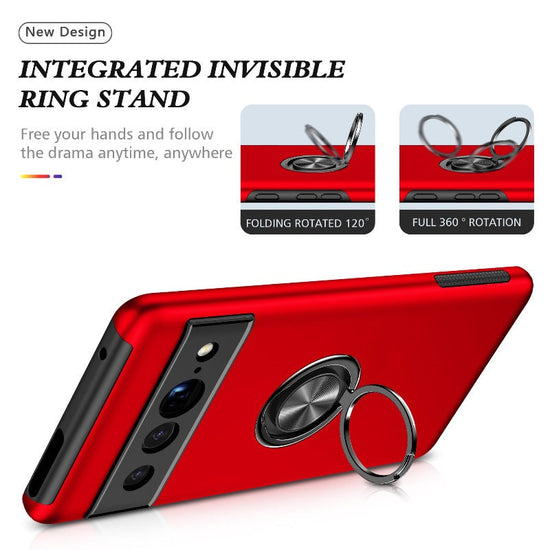 Luxury TPU + Hard PC With Stand Ring Magnet Shockproof Armor Protect Back Cover Case for Google Pixel 7 Pro