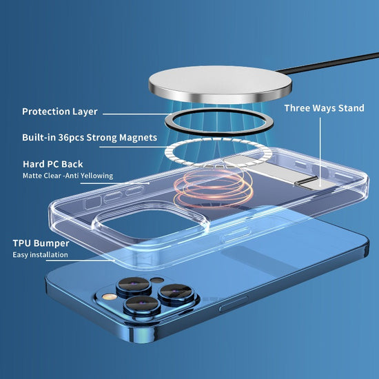 Newest Magnetic Wireless Charging Case for iPhone 14 series Aluminum Alloy Stand Cover for iPhone 14 6.1 Pro Phone Case