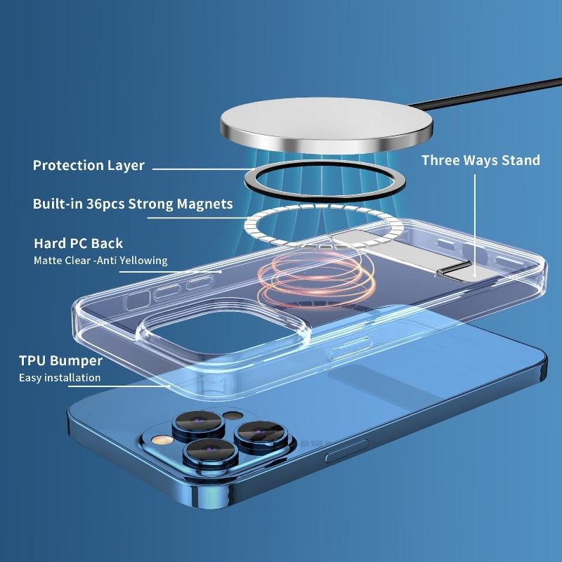 Newest Magnetic Wireless Charging Case for iPhone 14 series Aluminum Alloy Stand Cover for iPhone 14 6.1 Pro Phone Case