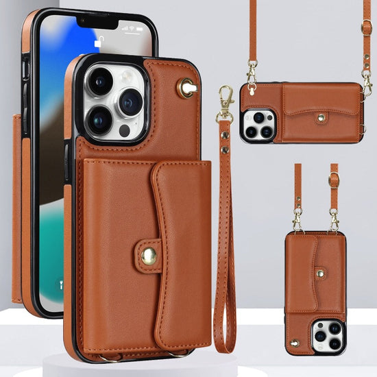 Crossbody Wallet Leather Phone Case for iPhone 13 14 11 Pro Max 13 12 Mini 14 Plus Multifunctio Wrist Strap Lanyard Cover
