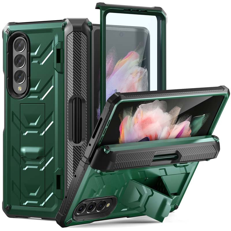 Magnetic Hinge Slide Pen Slot Case For Samsung Galaxy Z Fold 3 4 5G Stand Case Built in Film Armor Bracket Cover for Fold3 Case