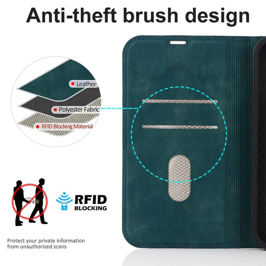 Leather Flip Wallet Phone Cover For iPhone 14 13 12Pro Max 13 12 Mini 14 Max Magsafe Wireless Charging Case