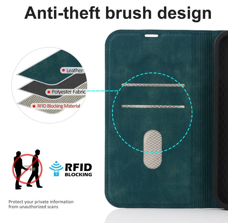 Leather Flip Wallet Phone Cover For iPhone 14 13 12Pro Max 13 12 Mini 14 Max Magsafe Wireless Charging Case