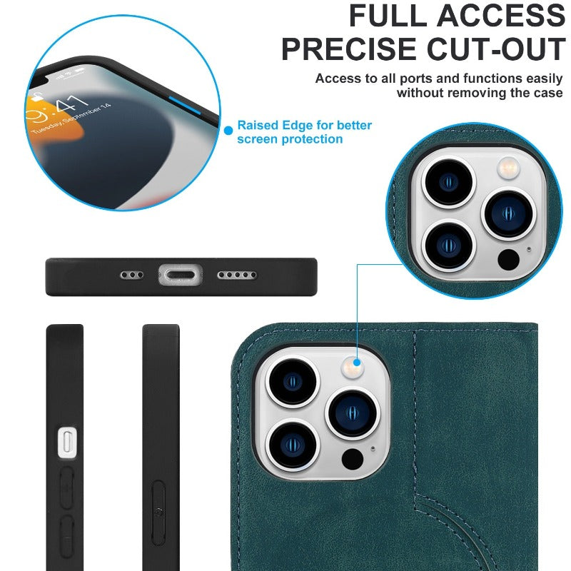 Leather Flip Wallet Phone Cover For iPhone 14 13 12Pro Max 13 12 Mini 14 Max Magsafe Wireless Charging Case