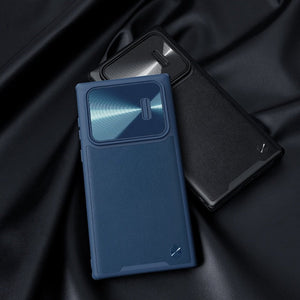 NILLKIN for Samsung Galaxy S22 Ultra Plus 5G Case Camshield Fabric Lens Leather Back Cover Case for SM S22 Ultrta