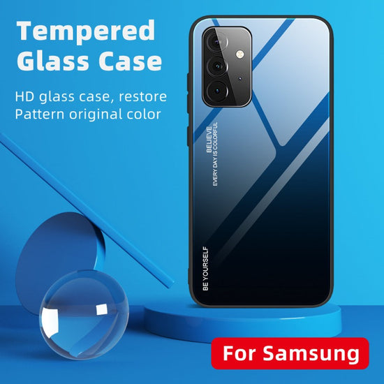 Gradient Tempered Glass Case For Samsung Galaxy A32 A71 A51 A53 A33 A82 A42 5G A52 A72 4G Cover 
