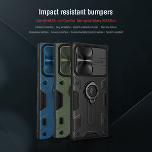 Galaxy S22 Ultra Case, Galaxy S21 Ultra CaseNillkin Camshield Armor for Samsung Galaxy S22 Samsung Galaxy S21 Ultra case with Camera Protection Cover with Kickstand Ring Holder - S22 Ultra Rugged Matte Military Grade Case 6.8’’