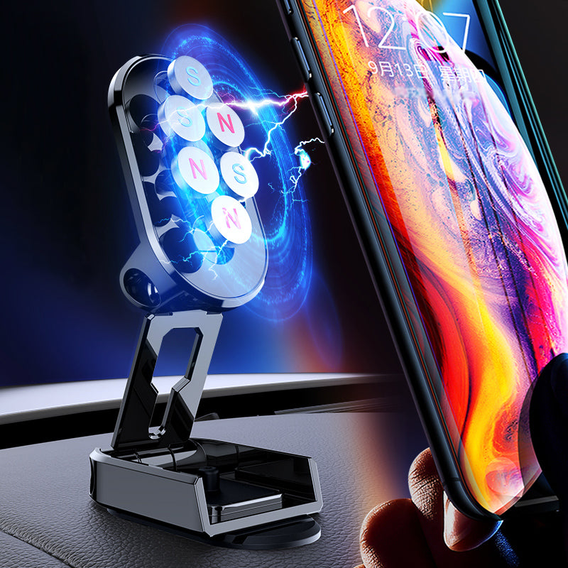 Magnetic Car Phone Holder Foldable Magnetic Phone Mount Multi-Functional 360° Rotation Desk Phone Holder Car Dashboard Bracket