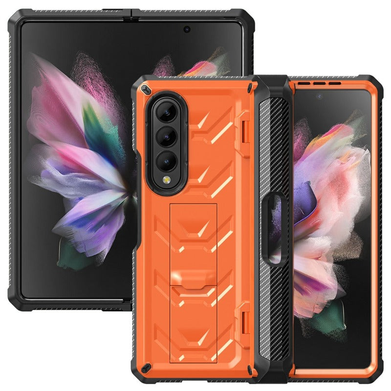 Magnetic Hinge Slide Pen Slot Case For Samsung Galaxy Z Fold 3 4 5G Stand Case Built in Film Armor Bracket Cover for Fold3 Case